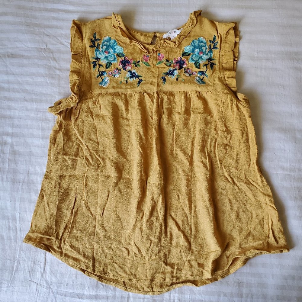 E & M floral embroidered blouse